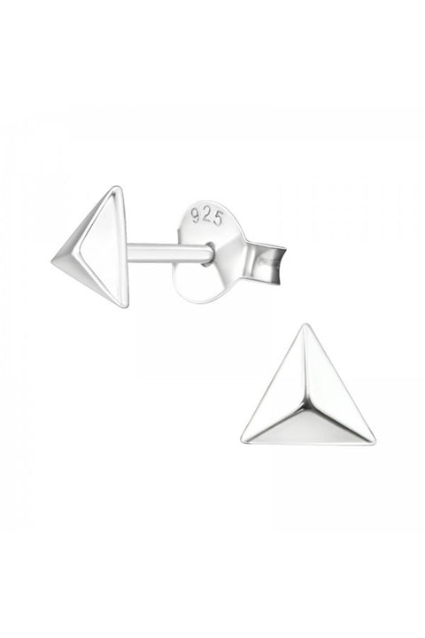 Sterling Silver Pyramid Ear Studs - SS