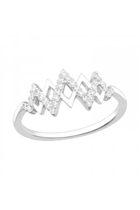 Sterling Silver Art Deco Ring With CZ - SS