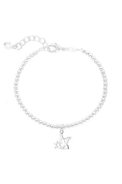 Dove Charm Beaded Bracelet In Silver - SF