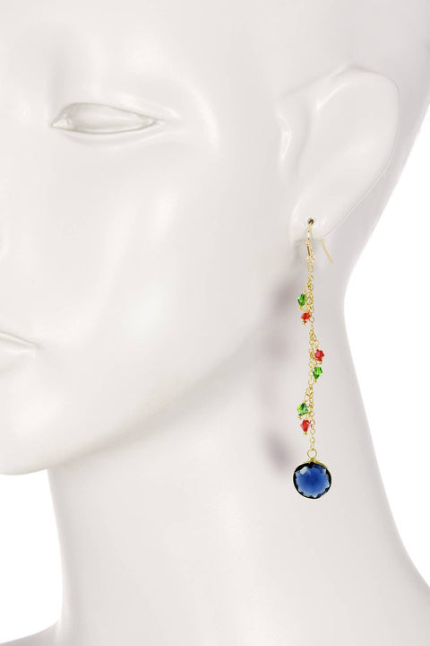 London Blue Crystal & Austrian Crystal Drop Earrings - GF