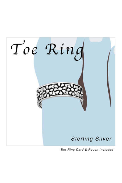 Sterling Silver Flower Adjustable Toe Ring - SS