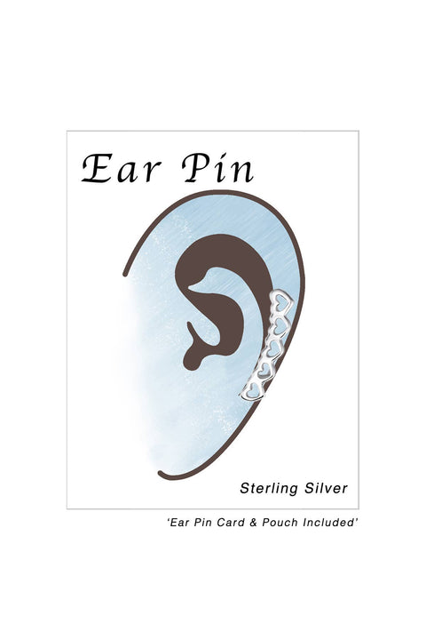 Sterling Silver Heart Ear Pin - SS