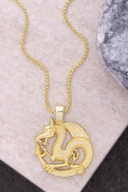 14k Gold Plated Dragon Pendant Necklace - GF
