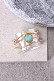 Amazonite Tri-Tone Spinner Ring - SF