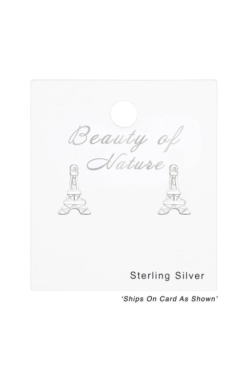 Sterling Silver Eiffel Tower Ear Studs - SS