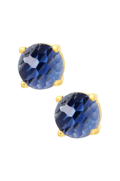 London Blue Crystal 8mm 4 Prong Post Earrings - GF