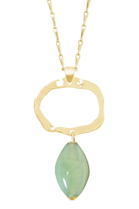 Green Murano Glass & Freeform Pendant Necklace - GF