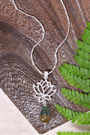 Mixed Jasper & Lotus Pendant Necklace - SF