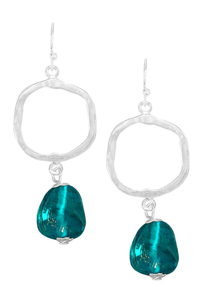 Teal Murano Glass & Freeform Drop Earrings - SF