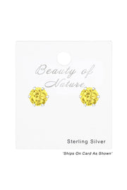 Sterling Silver Round 6mm Ear Studs With Cubic Zirconia - SS