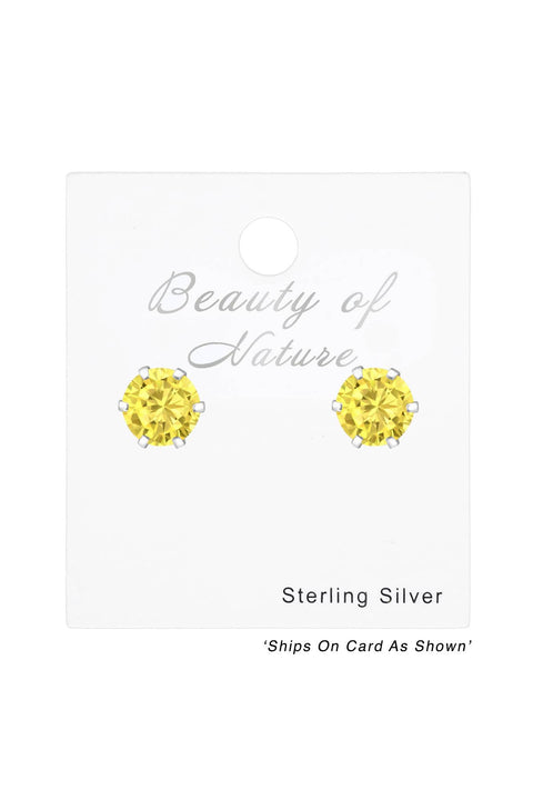 Sterling Silver Round 6mm Ear Studs With Cubic Zirconia - SS