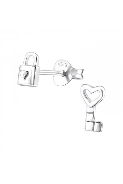 Sterling Silver Key Ear Studs - SS