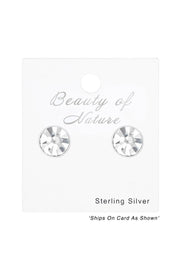 Sterling Silver Round 2.5mm Ear Studs With Crystals - SS