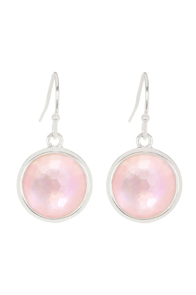 Pink Mother Of Pearl Round Earrings - SF