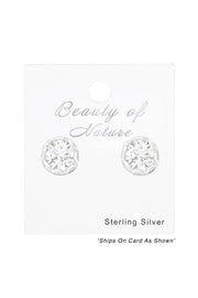 Sterling Silver Round 4mm Ear Studs With Cubic Zirconia - SS