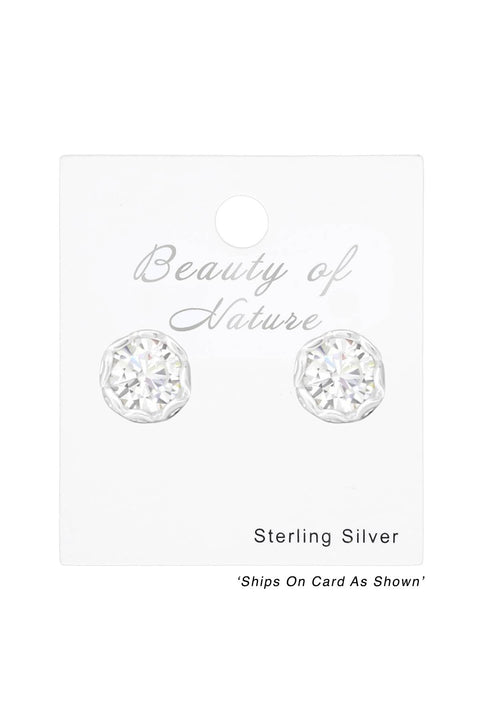 Sterling Silver Round 4mm Ear Studs With Cubic Zirconia - SS
