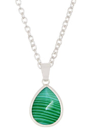 Green Lace Agate Teardrop Necklace - SF