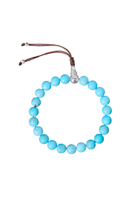 Turquoise Mala Prayer Beaded Adjustable Bracelet - SF