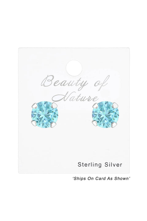Sterling Silver Round 4mm Ear Studs With Cubic Zirconia - SS