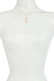 Rose Crystal & Lotus Pendant Necklace - GF