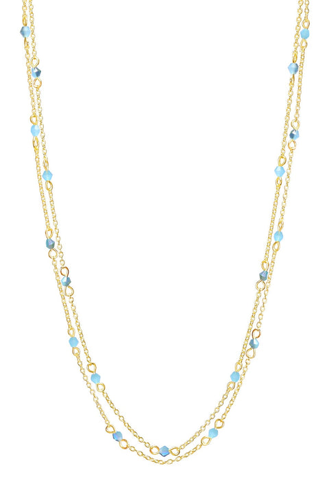 Blue Austrian Crystal Two Strand Necklace - GF