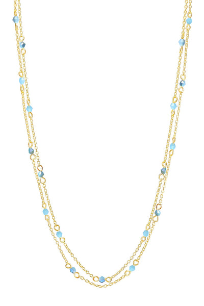 Blue Austrian Crystal Two Strand Necklace - GF