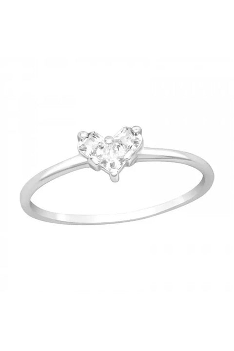Sterling Silver Heart Ring With CZ - SS
