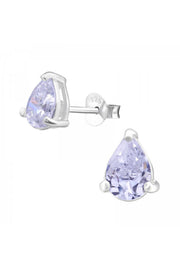 Sterling Silver Pear 5x7mm Ear Studs With CZ - SS