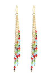 Mixed Austrian Crystal Christmas Waterfall Earrings - GF