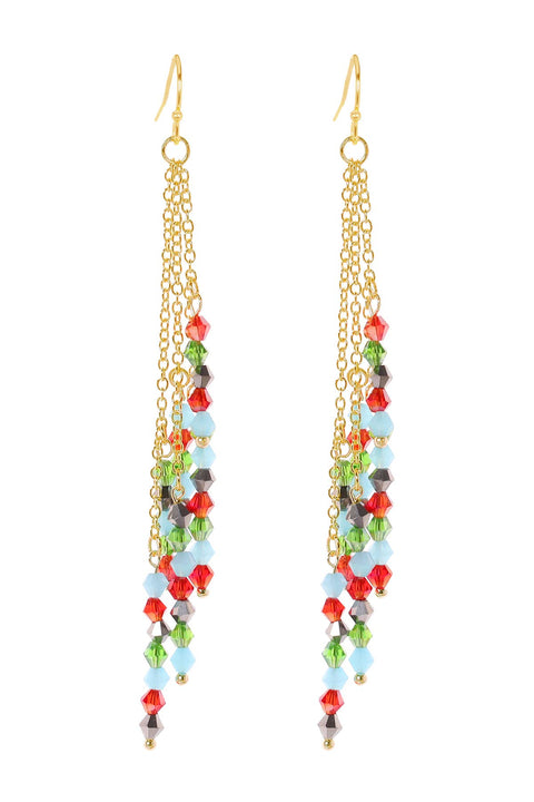 Mixed Austrian Crystal Christmas Waterfall Earrings - GF