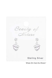 Sterling Silver Ear Studs with Hanging Horse & Crystals - SS
