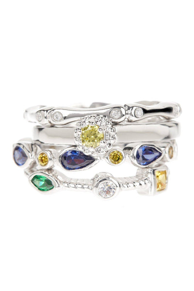 Cubic Zirconia Stack Ring Set - SF