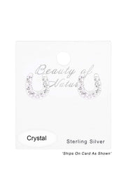Sterling Silver Horseshoe Ear Studs with Crystal - SS