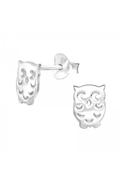 Sterling Silver Owl Ear Studs - SS