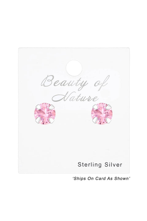 Sterling Silver Round 4mm Ear Studs With Cubic Zirconia - SS