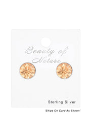 Sterling Silver Round 3mm Ear Studs With Crystals - SS
