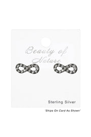 Sterling Silver Infinity Ear Studs With Crystal - SS