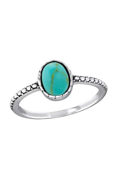Sterling Silver Oval Ring With Turquoise - SS