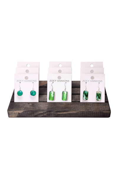 $11.00 Pr x 9 Prs Green Mix Gemstone Earrings Prepack