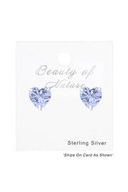 Sterling Silver Heart 9mm Ear Studs With Cubic Zirconia - SS