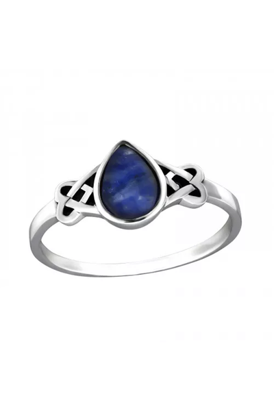Sterling Silver Celtic Ring With Sodalite - SS