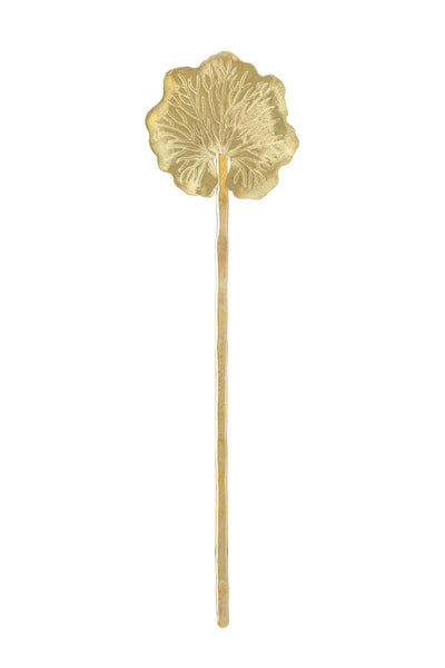 Lotus Leaf Hair Stick- Large - In Natural Brass