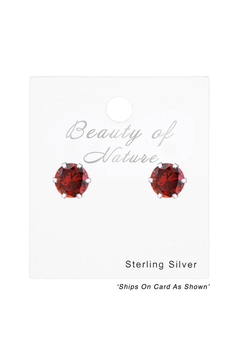 Sterling Silver Round 6mm Ear Studs With Cubic Zirconia - SS