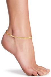 14k Gold Plated 3mm Figaro Chain Anklet - GP